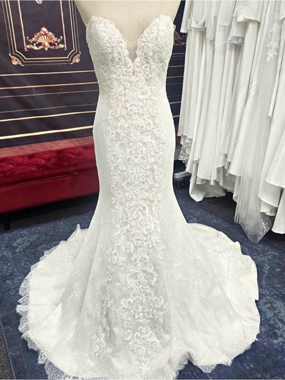 Private Label by G White Strapless Lace Mermaid Bridal Gown